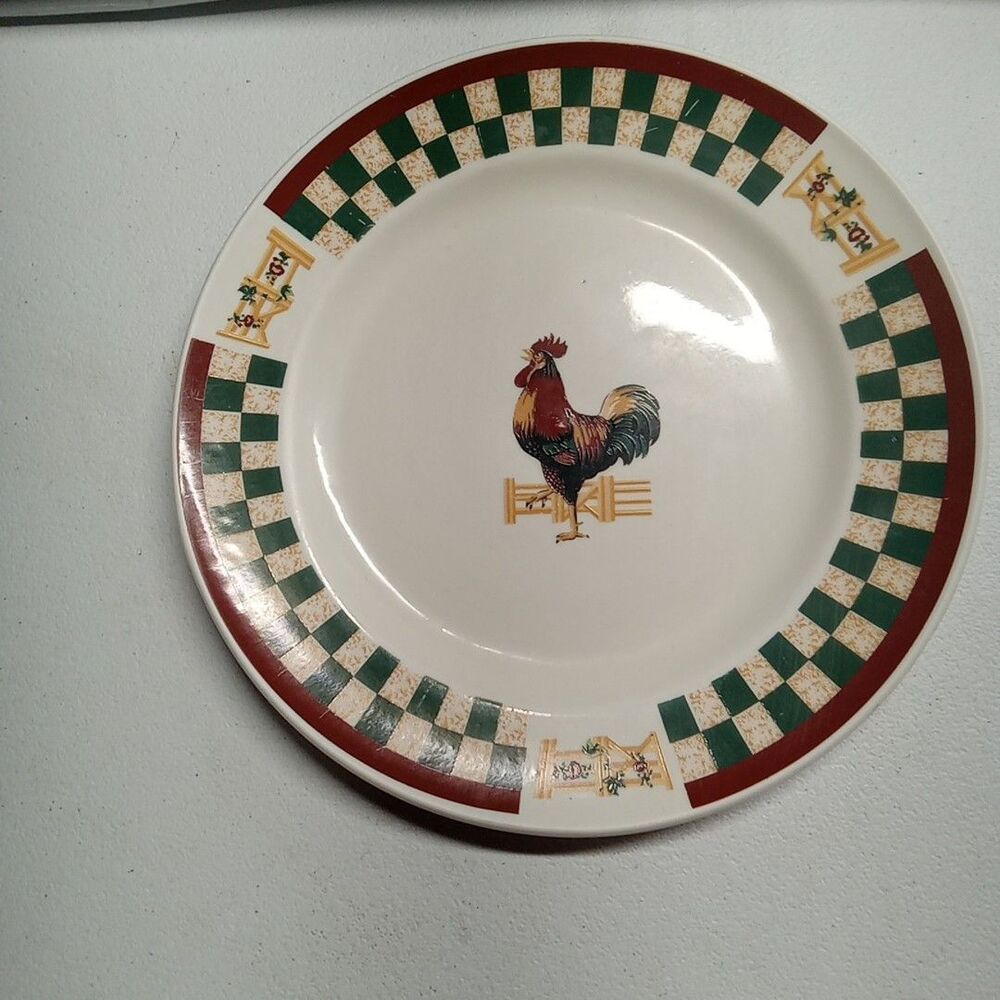 Betty Crocker Country Inn Collection Stoneware Rooster Dinner Plate Microwave S…